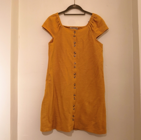 *MADEWELL* Yellow-orange cap-sleeve dress - Picture 1 of 5